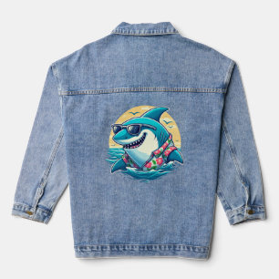 Coole Haai in Hawaiaans Hemd - Zomer Strand Sfeer Denim Jacket