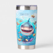 Coole haaienliefhebbers voeg naam toe geïsoleerde drinkbeker (Voorkant)