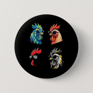 Coole haan met zonnebril Funny boerderij kip Ronde Button 5,7 Cm