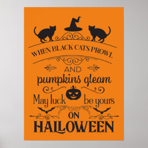 coole Halloween black cats gedicht Poster