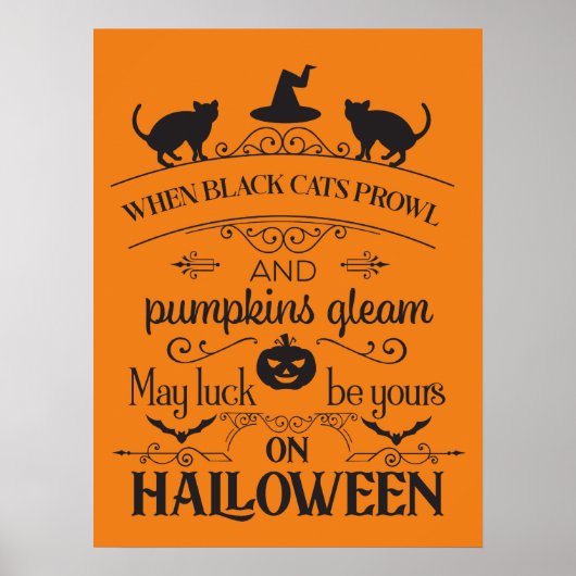 coole Halloween black cats gedicht Poster (Voorkant)