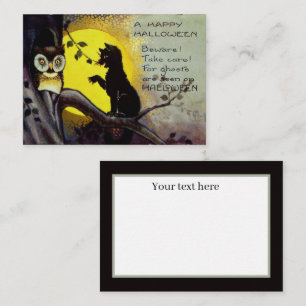coole  halloween Holiday zwarte kattenpoot Notitiekaartje