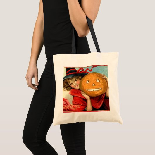 coole  Halloween-wittruc met pompoen Tote Bag (Voorkant (product))