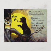 coole  halloween zwarte kattenstaartje feestdagenkaart (Voorkant)