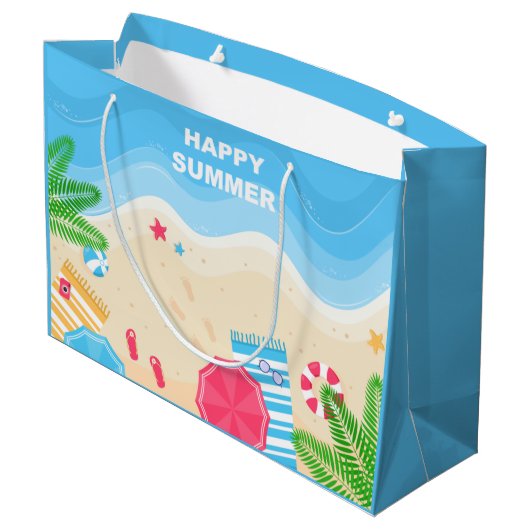 coole Happy Summer Beach Groot Cadeauzakje (Achterkant Gekanteld)