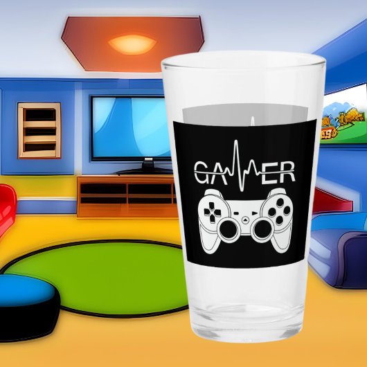 coole hartslag gamer woordkunst glas