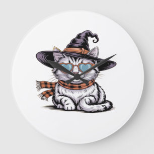 Coole Heks Kat Schattige Halloween Kitty Met Hart Grote Klok