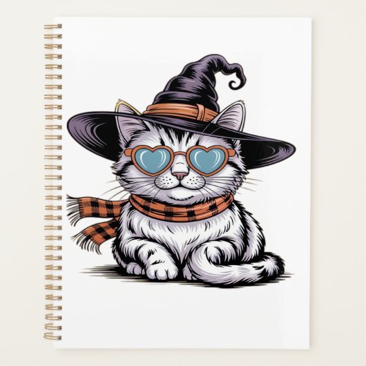Coole Heksenkat  Schattige Halloween Kitty met Har Planner (Voorkant)