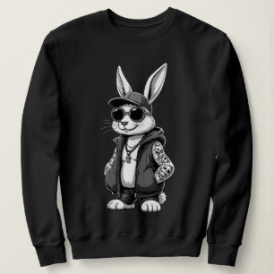 Coole Hip Hop Konijn in Zonnebril Streetwear Tatto Trui
