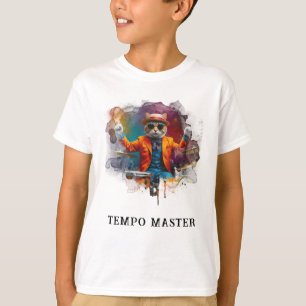 *~* Coole hippe kat jongen drummer grillig T-shirt