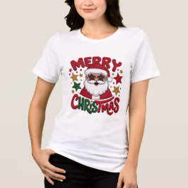 Coole Hipster Kerstman Zonnebril Retro Gezicht	 Tri-Blend Shirt