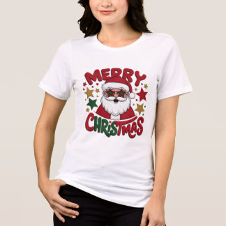 Coole Hipster Kerstman Zonnebril Retro Gezicht Tri-Blend Shirt