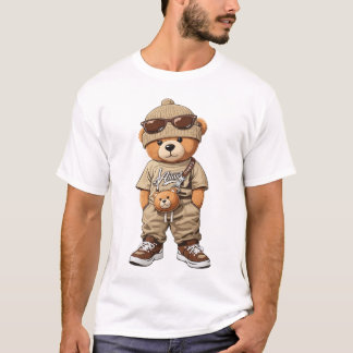 Coole Hipster Teddybeer in Tan Streetwear Outfit T-shirt