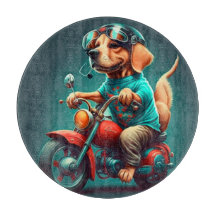 Coole hond die een motor bestuurt