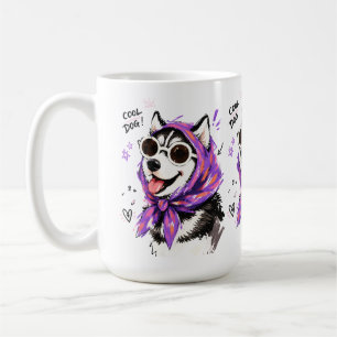 Coole hond Husky met zonnebril & hoofddoek Koffiemok