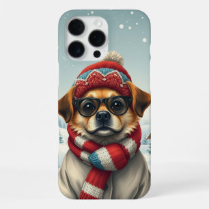 Coole hond in preppy winterkleding en hoed   iPhone 16 pro max hoesje