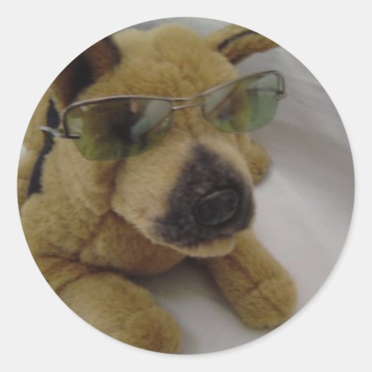Coole Hond met Zonnebril Ronde Sticker (Voorkant)