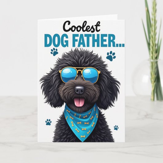 Coole Hond Vader Turquoise Pootafdrukken Kaart (Voorkant)