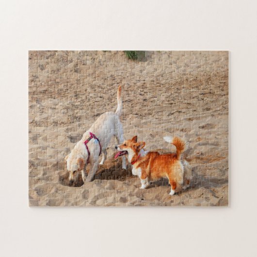 coole honden op het strand legpuzzel (Horizontaal)