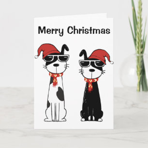Coole honden vrolijk kerstfeest feestdagen kaart
