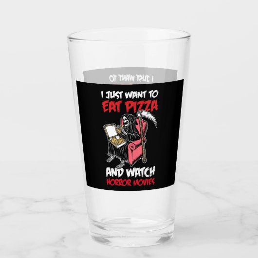 coole horrorfilms pizza woordkunst glas (Voorkant)