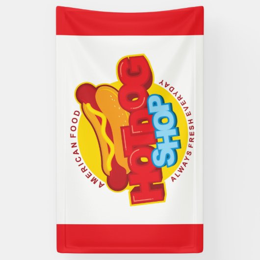 coole hotdog shop woordkunst spandoek (Verticaal)
