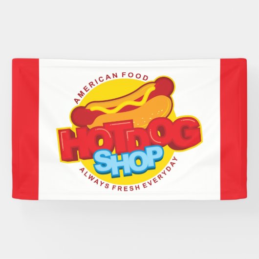 coole hotdog shop woordkunst spandoek (Horizontaal)
