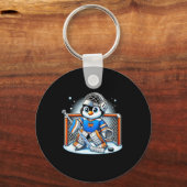 Coole ijshockey keeper pinguïn – Grappige wintersp Sleutelhanger (Voorkant)