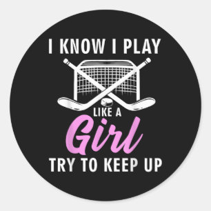 Coole ijshockey voor vrouwen Meisjes veldhockey li Ronde Sticker