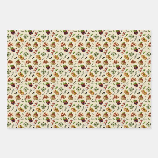 coole Italiaanse voedselpartij Inpakpapier Vel (Voorkant 2)