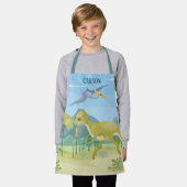 coole jongens dinosaur liefhebbers voegen naam toe schort (Gedragen)