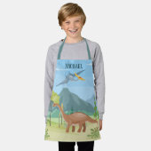 coole jongens dinosaur voegen naam toe schort (Gedragen)