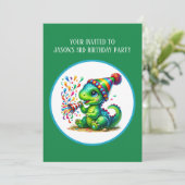 Coole jongens dinosaurusfeestje voeg tekst toe kaart (Staand voorkant)