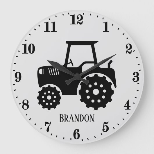 coole jongens kind room tractor grote klok (Voorkant)