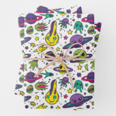 Coole jongens ruimte liefhebbers betegeld feest inpakpapier vel (In situ)