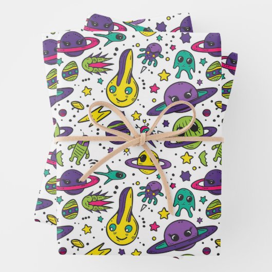 Coole jongens ruimte liefhebbers betegeld feest inpakpapier vel (In situ)