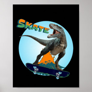 Coole jongens skeeleren T Rex dinosaurus skateboar Poster