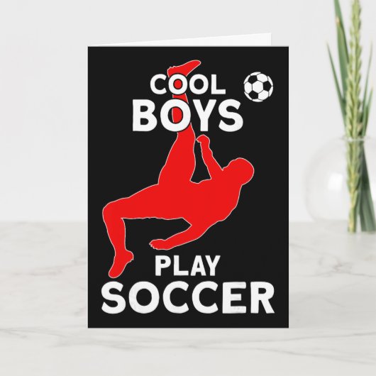 Coole jongens spelen voetbal kaart (Voorkant)
