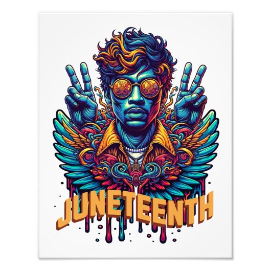 Coole Juneteenth Black History Month Engel Vrijhei Foto Afdruk (Voorkant)