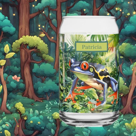 Coole Jungle boomkikker liefhebbers voeg naam toe  Blikvorm Glas