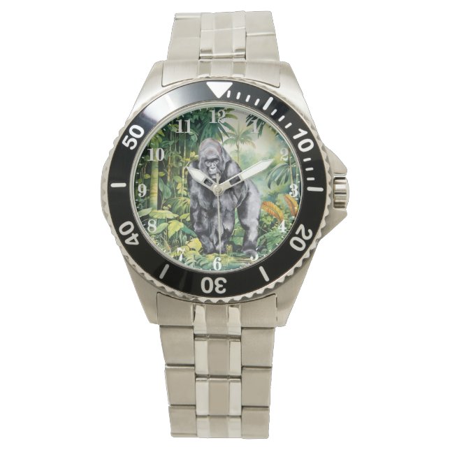 Coole jungle gorilla liefhebbers horloge (Voorkant)