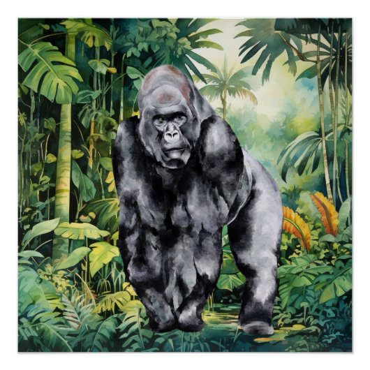 Coole jungle gorilla liefhebbers perfect poster (Voorkant)