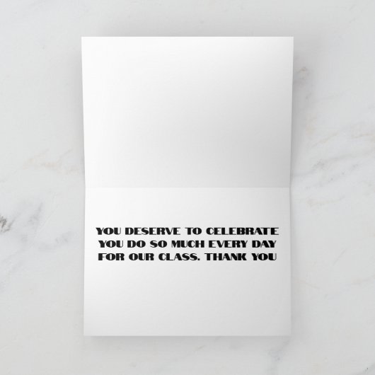 COOLE KAART VOOR *TEACHER* OP "VERJAARDAG" (Binnen)