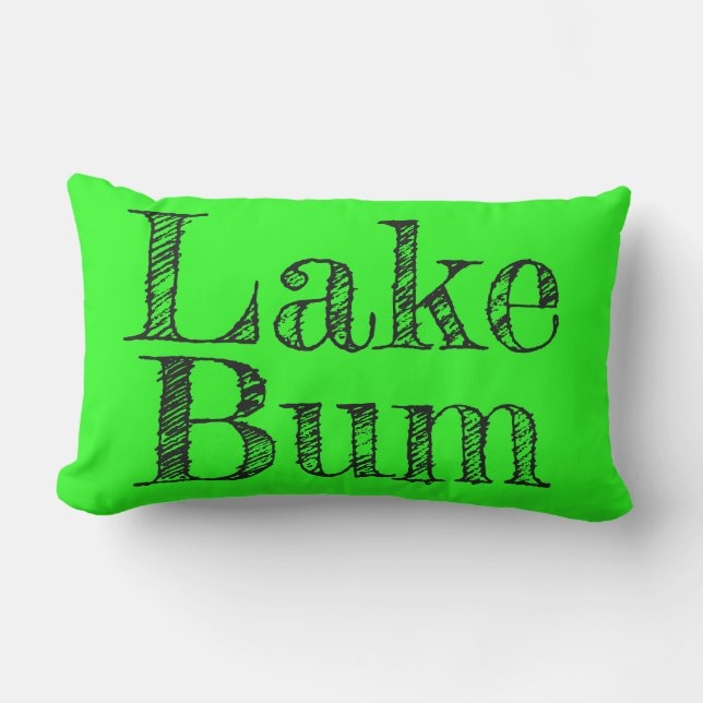 coole kalkgroene en zwarte LAKE BUM-typografie Kussen (Voorkant)