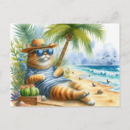Coole Kat bij het Strand Kat Liefhebbers Briefkaart