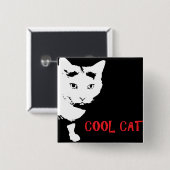 COOLE KAT KNOOP VIERKANTE BUTTON 5,1 CM (Voorkant /achterkant)