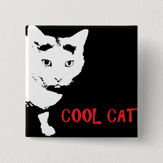 COOLE KAT KNOOP VIERKANTE BUTTON 5,1 CM (Voorkant)