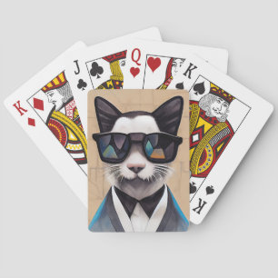COOLE KAT MET ZONNEBRIL ART SPEELKAARTEN