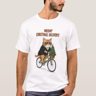 Coole kat op een fiets – Grappig kerstcadeau T-shirt