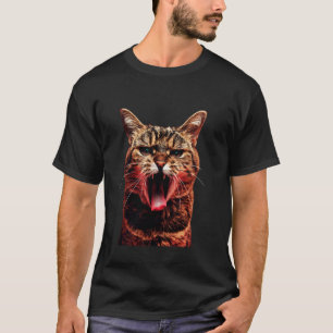 Coole kat steekt tong uit in speelse ongehoorzaamh t-shirt